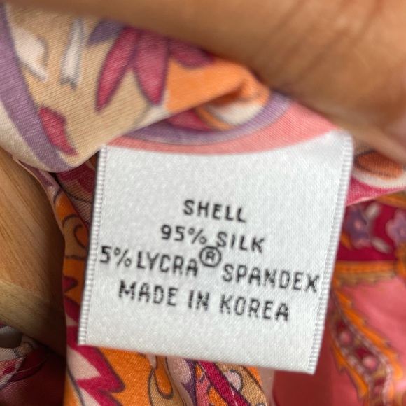 Pink paisley print long sleeve silk button down 6 - Picture 9 of 10